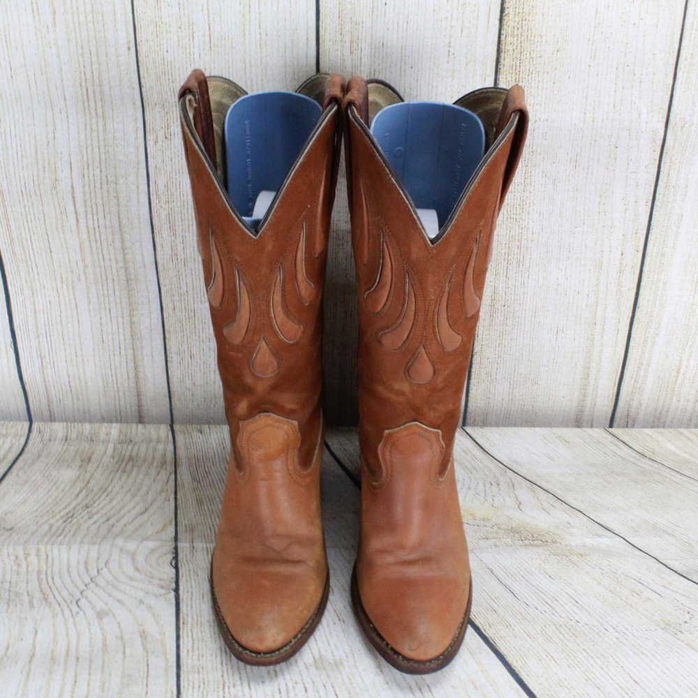 VTG! FRYE Rodeo Western Cowgirl Heeled Boots Sz 7 - Picture 5 of 9